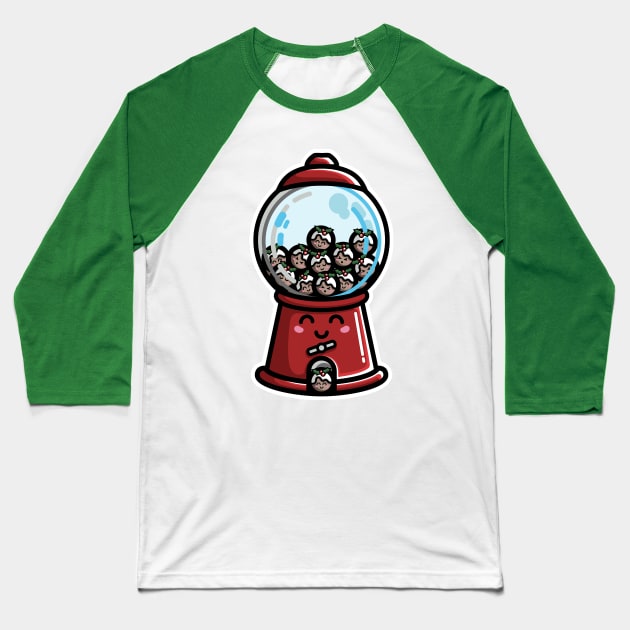 Kawaii Cute Christmas Pudding Gumball Machine Baseball T-Shirt by freeves